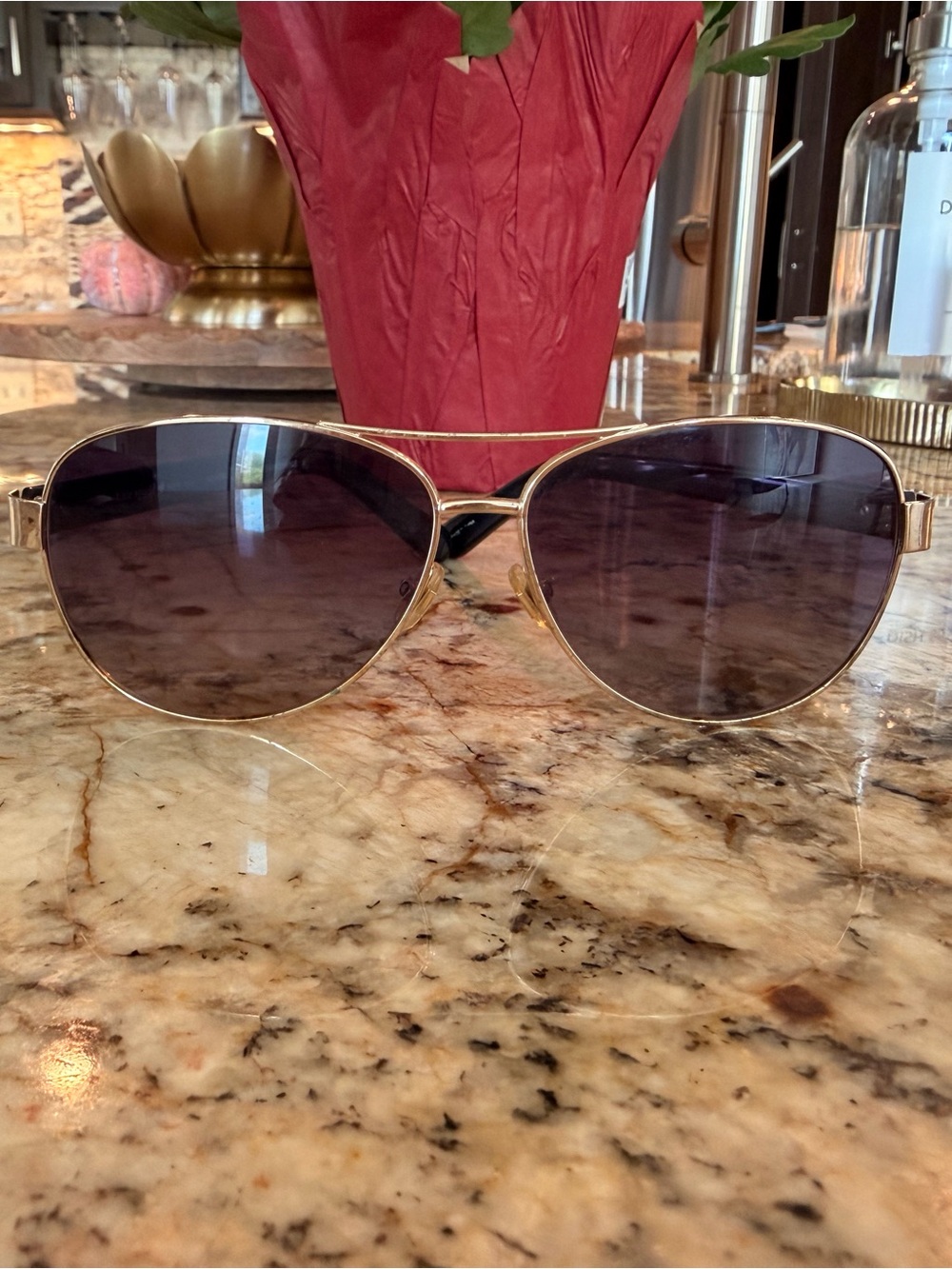 Kate Spade Dalia Gold Frame Aviator Sunglasses with Gradient Gray Lenses
